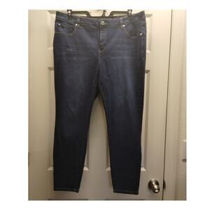 Tahari Women's Size 20W Chloe Fit Solution Skinny Dark Wash Denim Blue Jeans